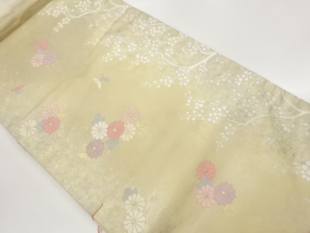 JAPANESE NAGOYA OBI / UNUSED / WOVEN FLORAL PLANTS